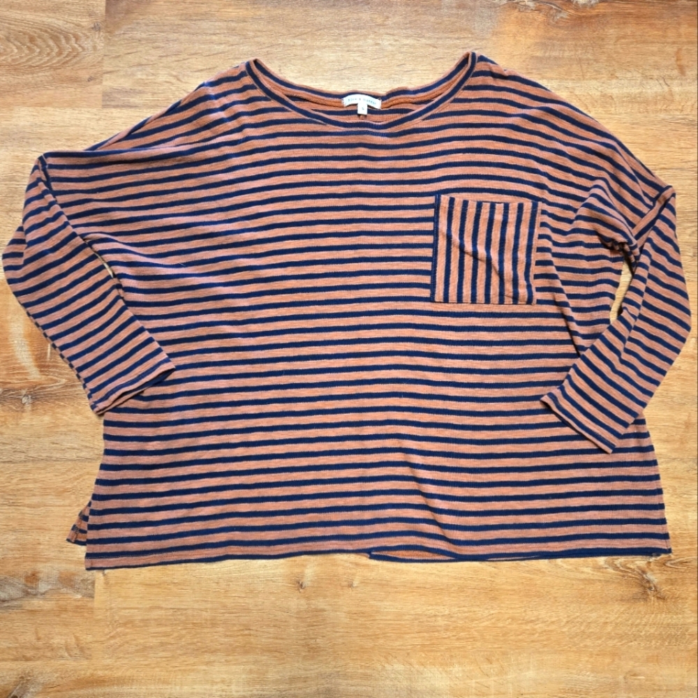 Stevie Hender Orange and Blue Boxy 3/4 Sleeve T-Shirt